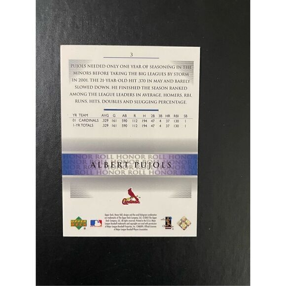 2002 upperdeck albert pujols #3 in mint condition/grade - Picture 4 of 4